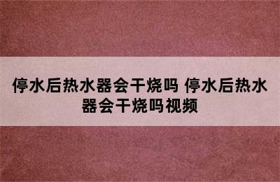 停水后热水器会干烧吗 停水后热水器会干烧吗视频